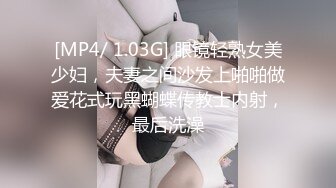 [MP4/ 1.03G] 眼镜轻熟女美少妇，夫妻之间沙发上啪啪做爱花式玩黑蝴蝶传教士内射，最后洗澡