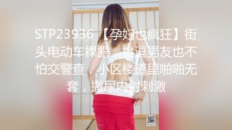 STP23936 【孕妇也疯狂】街头电动车裸露，挑逗男友也不怕交警查，小区楼道里啪啪无套，撒尿内射刺激